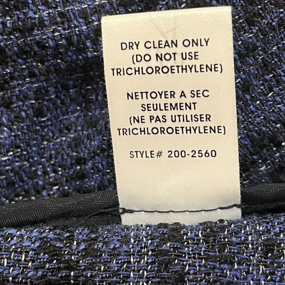 Nanette Lepore Jacket Womens 4 Blue Black Tweed Belted Short Sleeve - Picture 9 of 9
